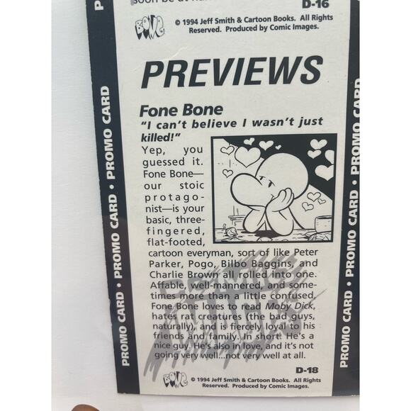 BONE PREVIEWS - UNCUT 4 CARD PANEL STRIP - 1994 - COMIC IMAGES Phone-Smiley - Picture 4 of 5
